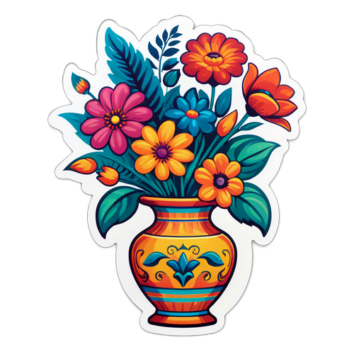 Design samolepek Valmontovy vázy s vintage vzhledem, plné živých květin