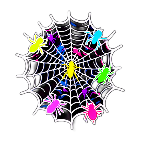 Vrolijk Spinweb met Kleurrijke Spinnen