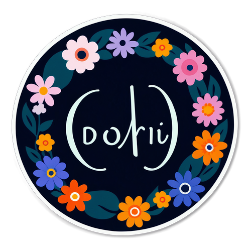 Dóri Name Floral Circle Sticker