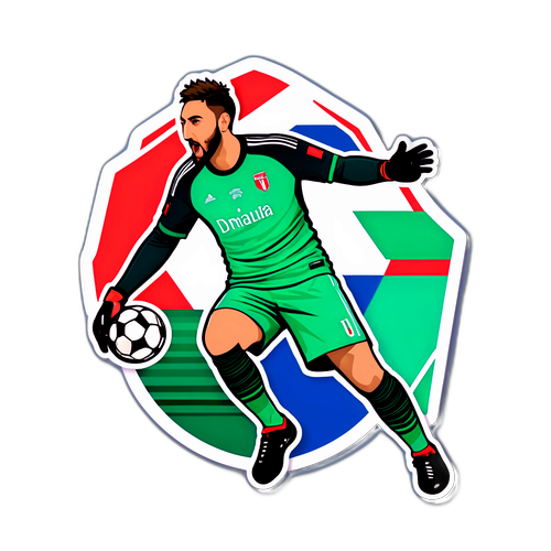 Maaginen maalivahti Donnarumma palloa torjumassa