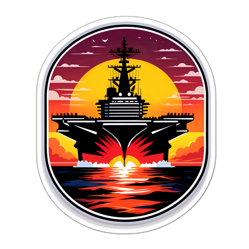 Military-Themed Aircraft Carrier Sticker