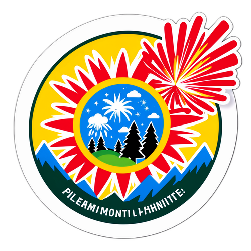 Tiroler Aufkleber mit Natursymbolen und Verbotssymbol für Feuerwerk