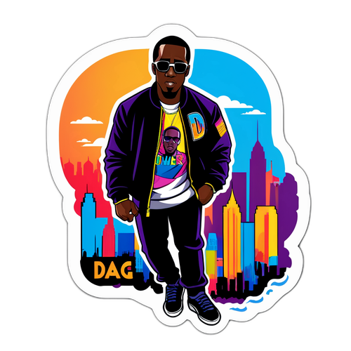 En klistermärke av Diddy i en cool pose