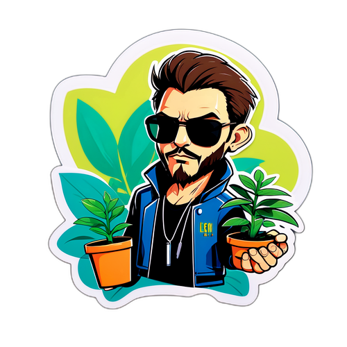 Leon avec des plantes
