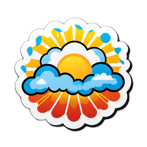 Wettervorhersage Sticker mit Sonnenstrahlen