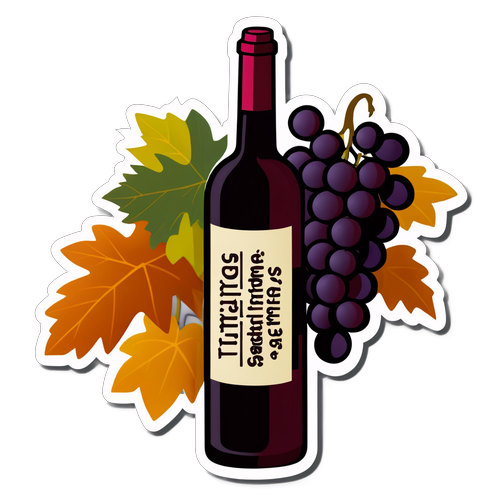 Sticker cu ciorchini de struguri și o sticlă de vin pentru Ziua Recunoștinței