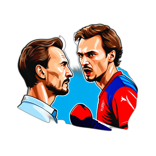 대니일 메드베데프와 상대 선수의 긴장감 넘치는 순간