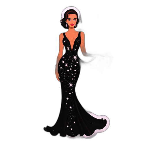 Silhouette elegantă cu rochie strălucitoare