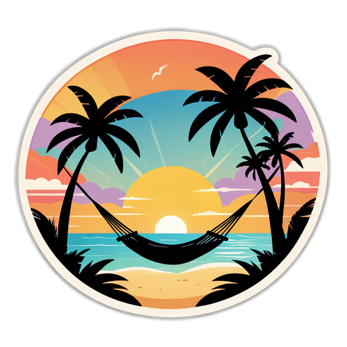 Serene Beach Sunset Sticker