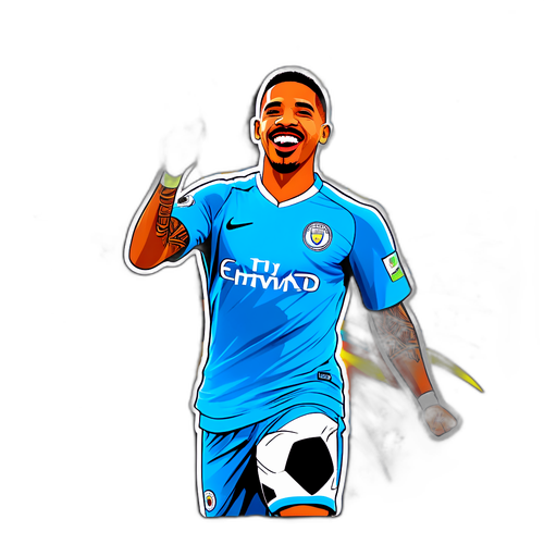 Stiker Gabriel Jesus dalam Pose Merayakan