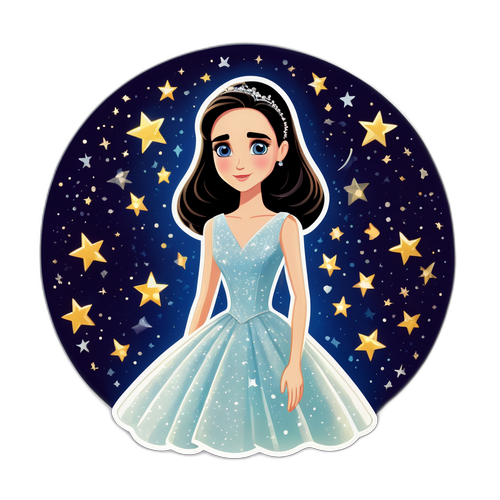 En drömmande sticker med elegant klänning