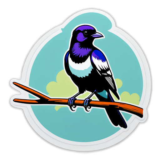 Magpie on a Branch Sticker