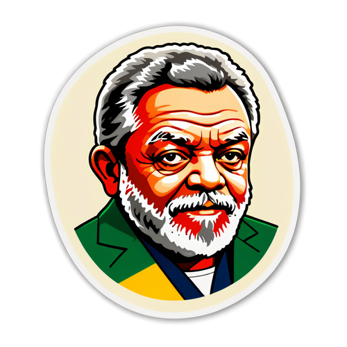 Ilustração de Lula com Fundo Simbólico do Brasil