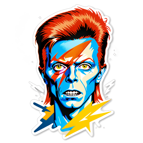 Farverig karikatur af David Bowie