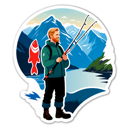Asbjørn Johansen med fiskestang i norsk fjord