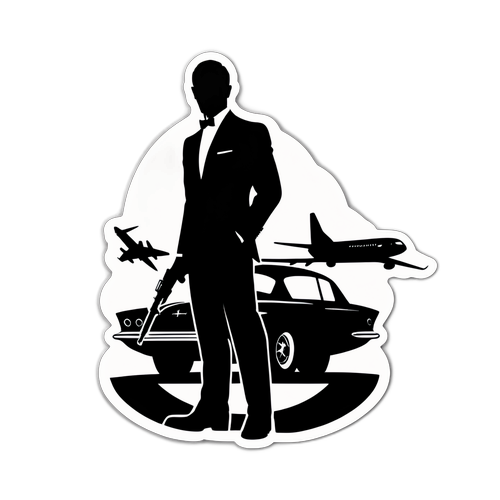 Adesivo in Stile Retro Ispirato ai Film di Spionaggio