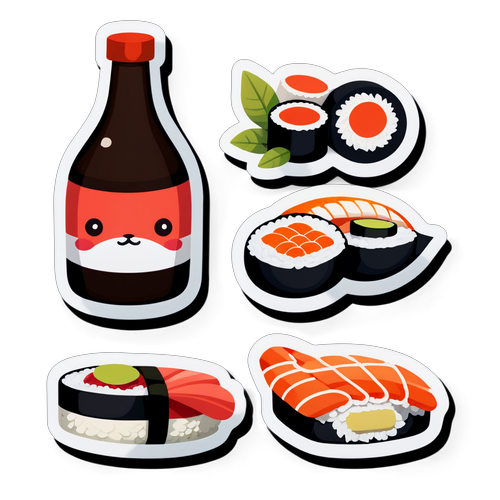 Sushis Adorables : Le Lot d'Autocollants Qui Égayera Vos Objets en Un Clin d'Œil !