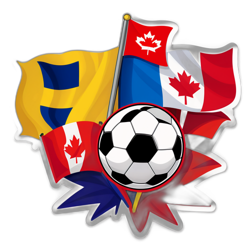 Rekaan Dinamik Bola Sepak dengan Bendera Colombia dan Canada