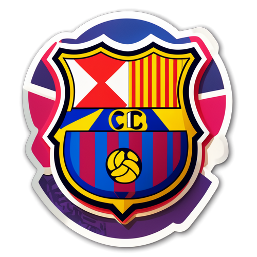 3D Barcelona Logo Sticker with Camp Nou Background