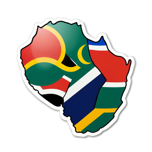 Adesivo com a Bandeira da África do Sul e Elementos Culturais
