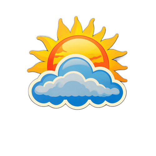 สติกเกอร์ของเมฆและดวงอาทิตย์พร้อมข้อความ "สภาพอากาศวันนี้"