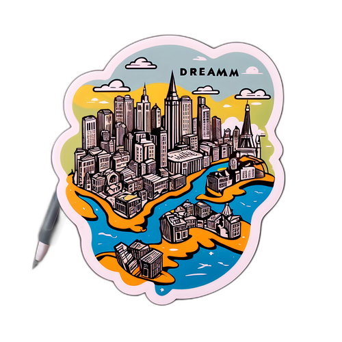 Ностальгічна наклейка про місто мрій