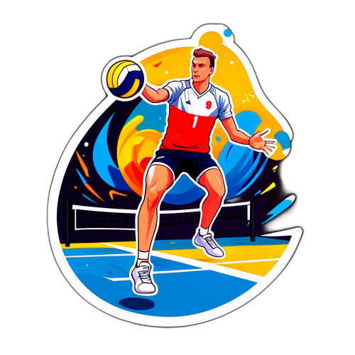 Stickers z Marcinem Możdżonkiem w akcji na boisku do siatkówki
