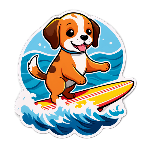 파도를 즐기는 강아지