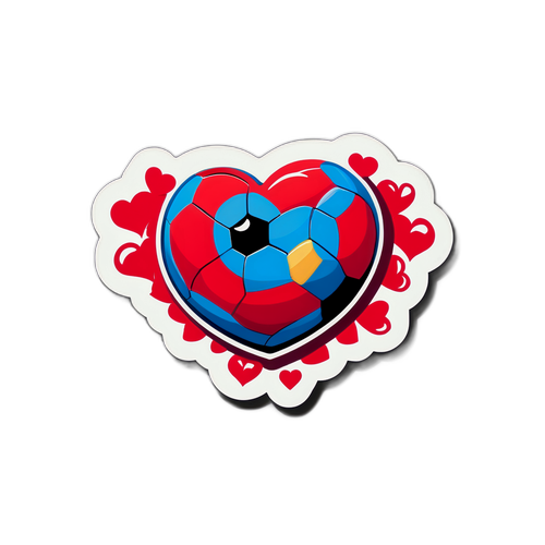 Наклейка з серцем і поцілунками, що символізує любов до футболу