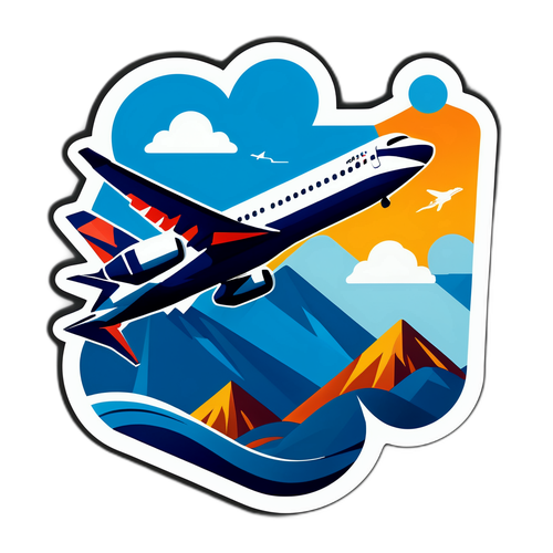 Sticker na Pagsasama ng Delta Logo at Eroplano