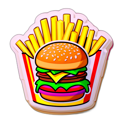 Stylisierter Hamburger mit Pommes