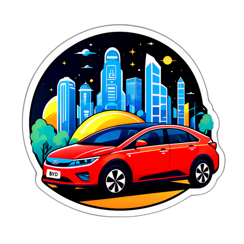 未来の交通をテーマにしたBYD電気自動車のステッカー