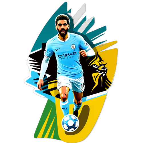 Sticker z Omar Marmoush w akcji na meczu Man City vs Newcastle