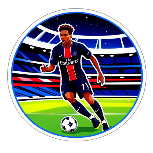 Hình ảnh cầu thủ PSG ghi bàn tại Parc des Princes vào ban đêm