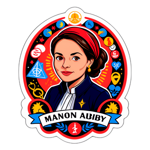 Autocollant représentant Manon Aubry, symbole d'unité et de changement