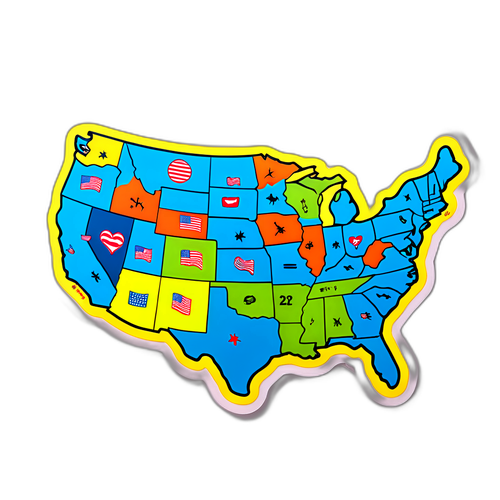 Стикер с мирным планом США, оформленный в виде карты с тематикой周年