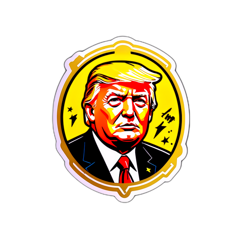 Наклейка в ретро-стилі з тематикою Трампа