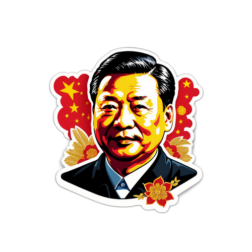 Autocollant stylisé de Xi Jinping