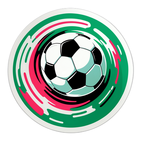 Stiker Aksi Sporty dengan Bola Dalam Gerakan