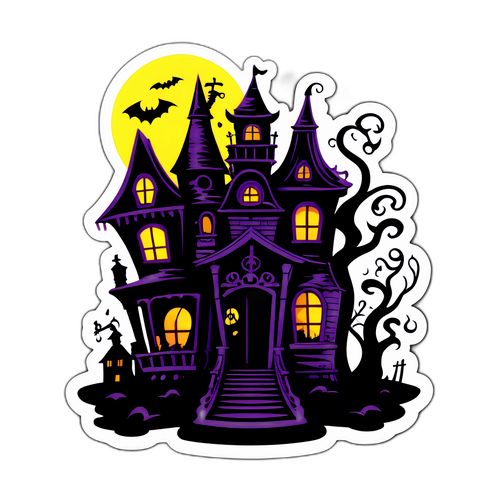 Sticker met schaduwen in de stijl van Tim Burton