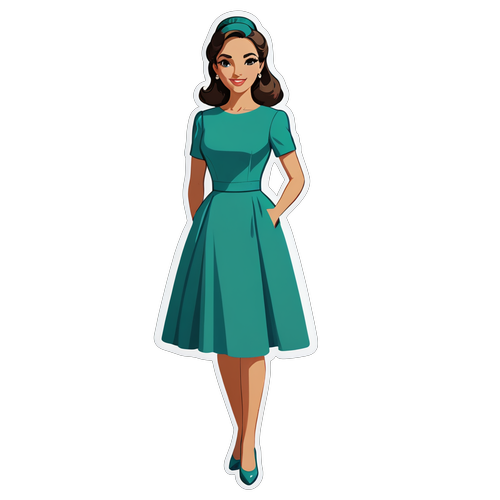 Minimalistischer und charmante Aufkleber von Kim Virginia in einem eleganten Kleid