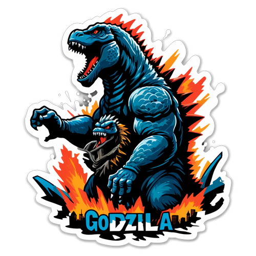A design pentru un sticker inspirat de 'Godzilla vs Kong'