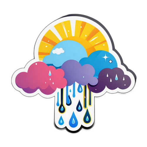 Adesivo colorato con tema metereologico del cielo soleggiato