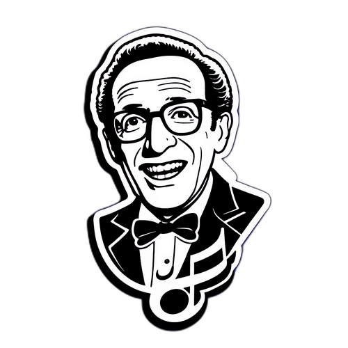 Musiknote-tema klistermærke med Tom Lehrer's ansigt