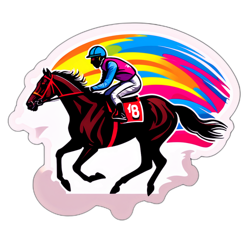Diseño de un sticker con un caballo corriendo en la pista de carreras