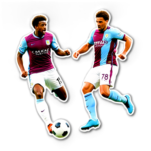 Sticker na Naglalarawan ng Kapana-panabik na Laban ng Soccer sa Pagitan ng Aston Villa at Man City