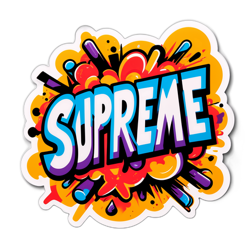 Supreme Sticker med Graffiti Elementer