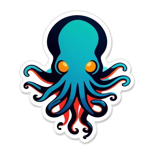 Minimalist Aufkleber eines Oktopus-Silhouettes, inspiriert von Squid Game Staffel 2