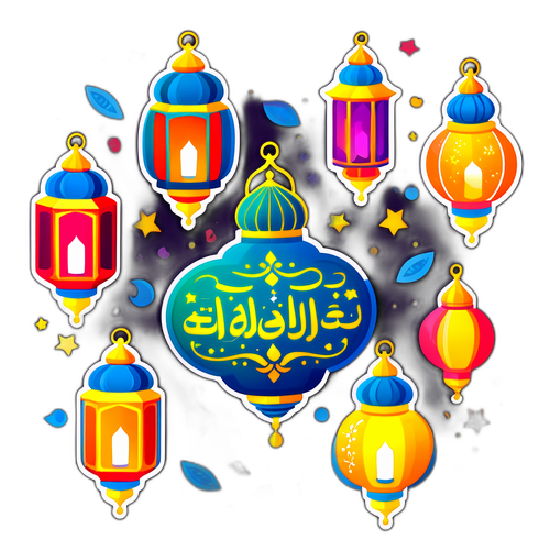 カラフルなラマダンのランタンデザイン