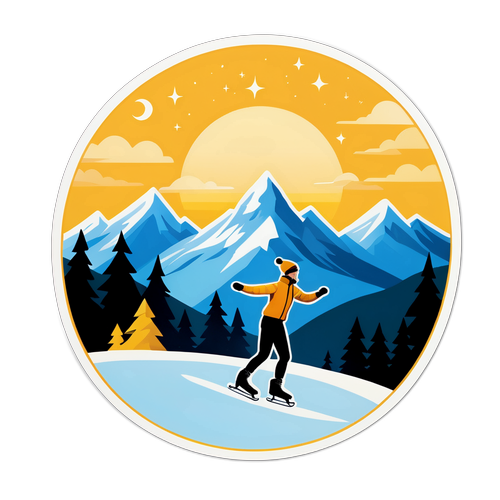 Paysaj montan cu patinător